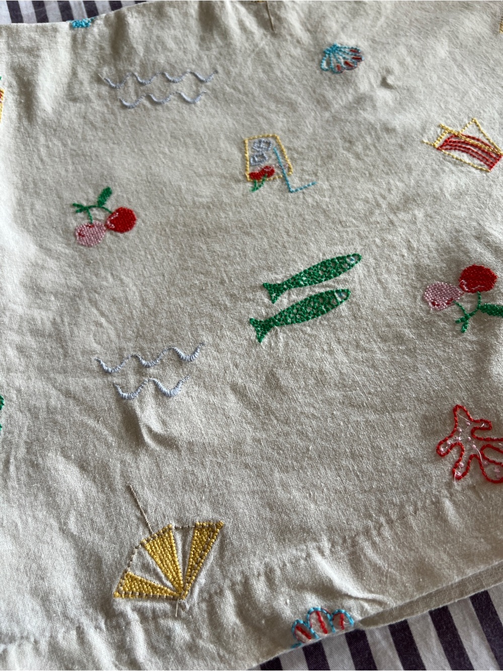 Gap Linen-Blend Embroidered Mini Skort with Beach umbrella beige size medium - Picture 5 of 10